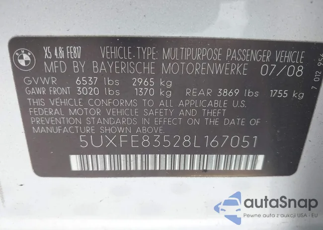 5UXFE83528L167051: 42423795