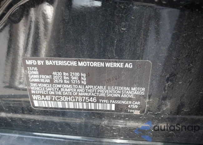 WBA4F7C30HG787546: 42425058