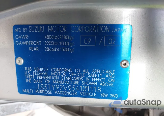 JS3TY92V934101118: 42425129