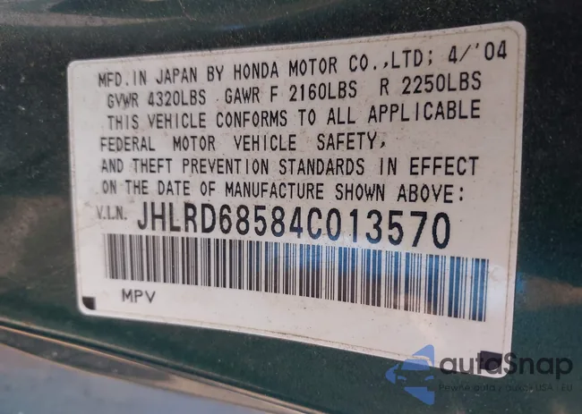 JHLRD68584C013570: 42425222