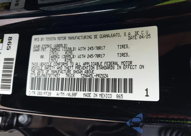 3TYLB5JN6ST077457: 42425239