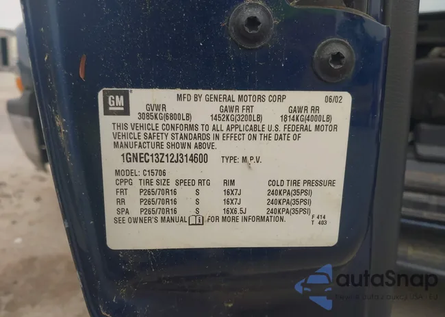 1GNEC13Z12J314600: 42425254