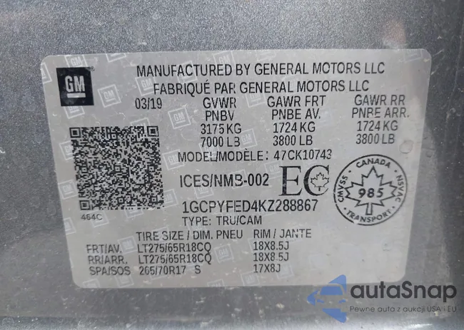 1GCPYFED4KZ288867: 42425378