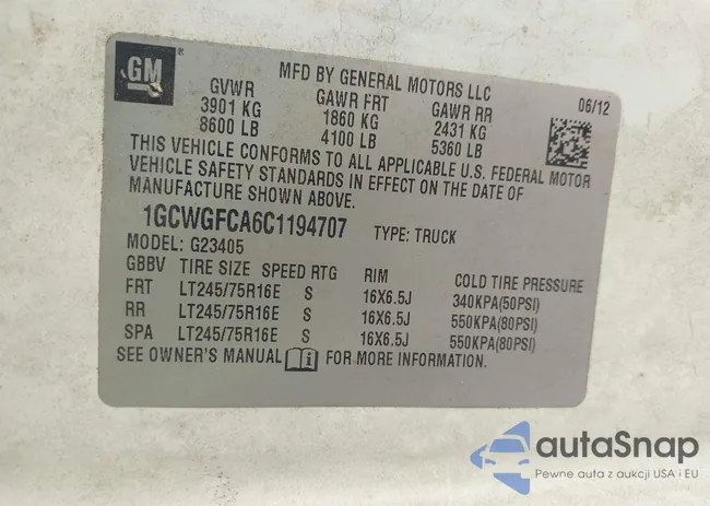 1GCWGFCA6C1194707: 42424538