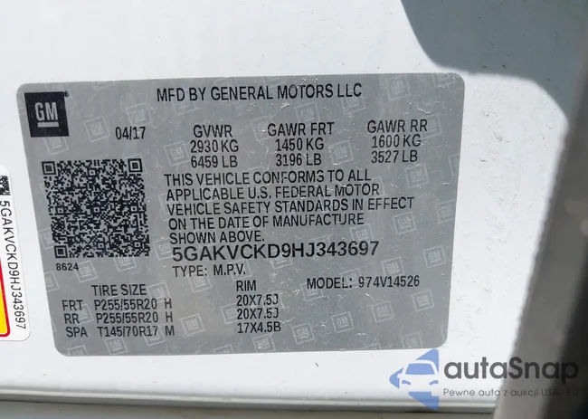 5GAKVCKD9HJ343697: 42424634