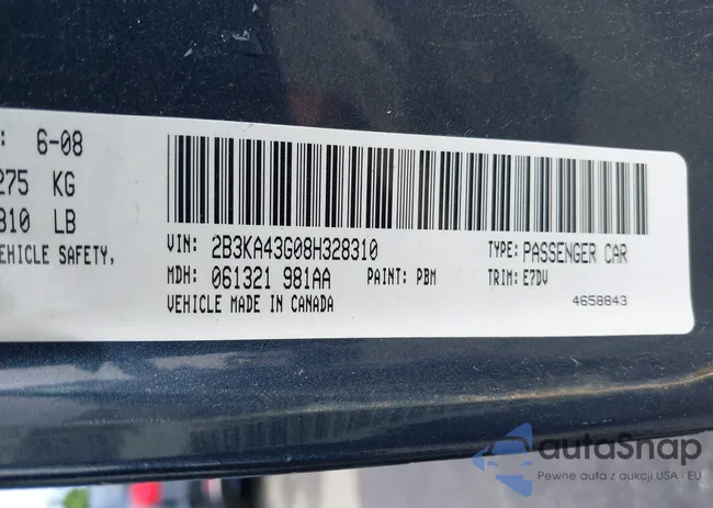 2B3KA43G08H328310: 42424716