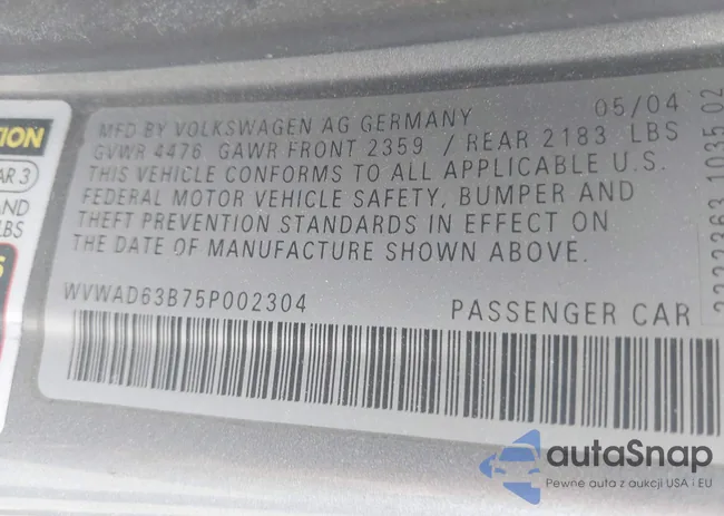 WVWAD63B75P002304: 42424724