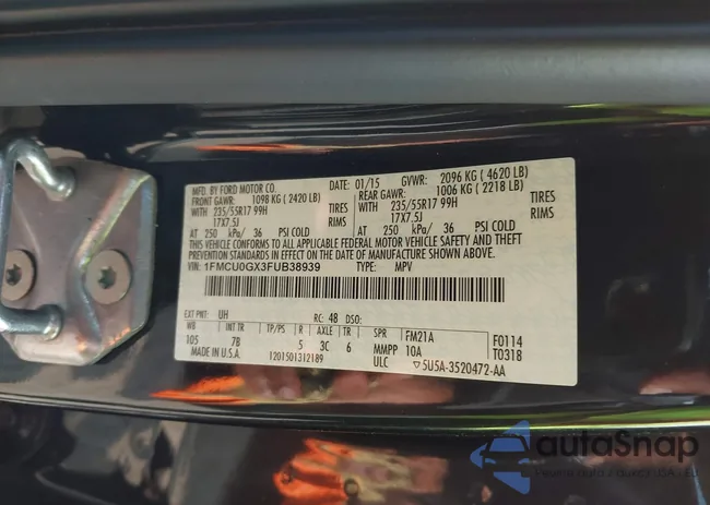 1FMCU0GX3FUB38939: 42424746