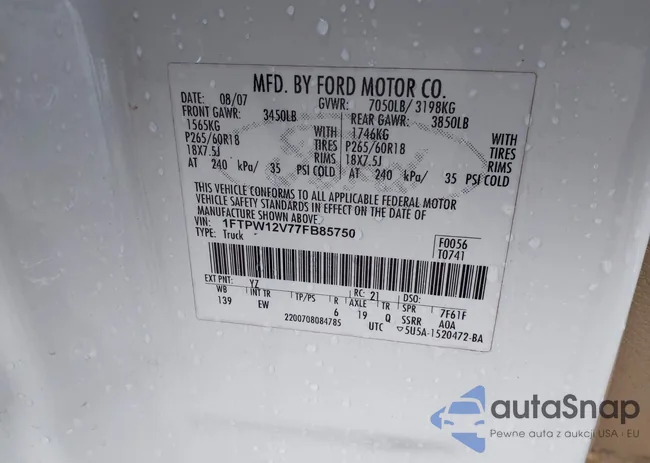 1FTPW12V77FB85750: 42425463