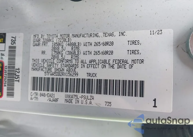 5TFWA5DB2RX156299: 42425471