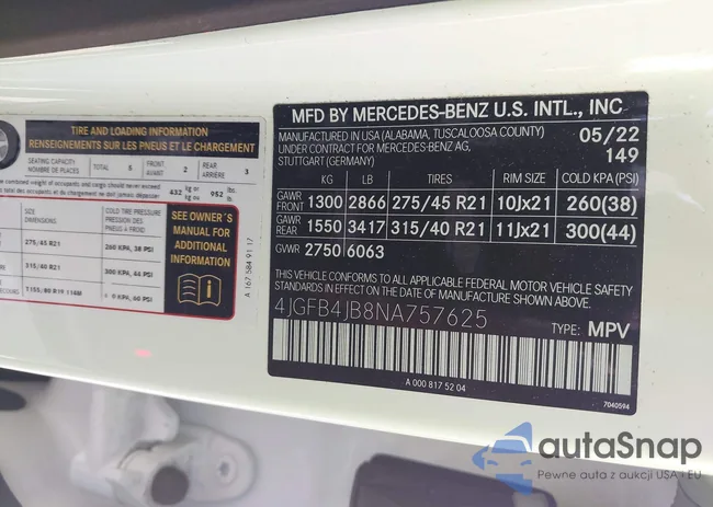 4JGFB4JB8NA757625: 42425819