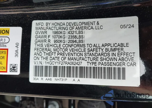 1HGCY1F27RA062427: 42426967