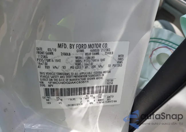 1FMCU9DG2AKC63511: 42427011