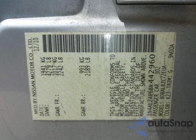 1N4AL2AP6BN442960: 42427036