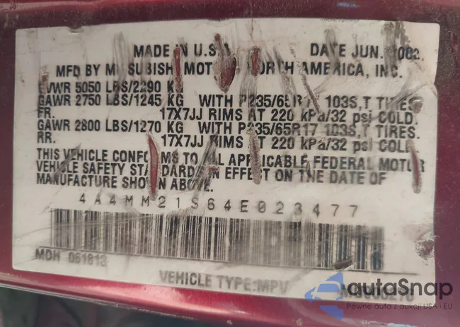 4A4MM21S64E023477: 42427127