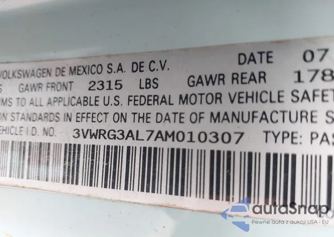 3VWRG3AL7AM010307: 42427150