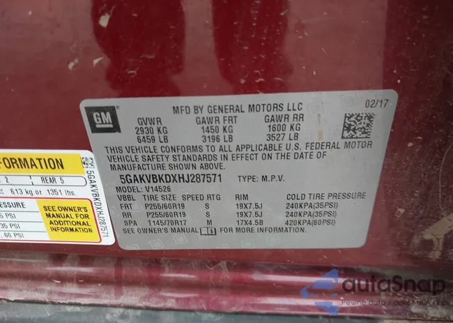 5GAKVBKDXHJ287571: 42426619