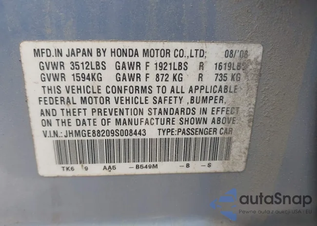 JHMGE88209S008443: 42426784