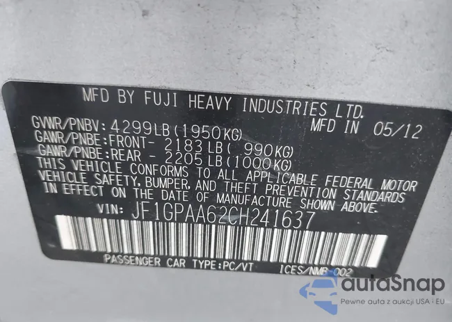 JF1GPAA62CH241637: 42426797