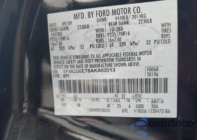 1FMCU0E78AKA62013: 42426819