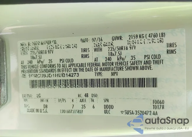 1FMCU9JD1HUB14273: 42427843