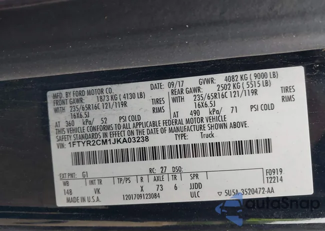 1FTYR2CM1JKA03238: 42427850