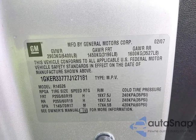 1GKER33777J127181: 42427931