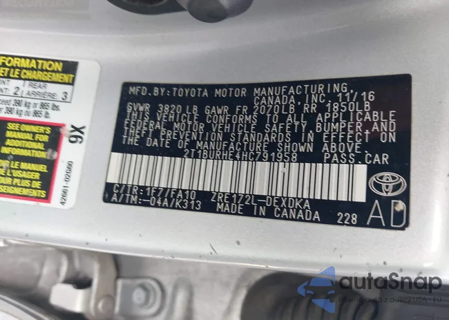 2T1BURHE4HC791958: 42428031