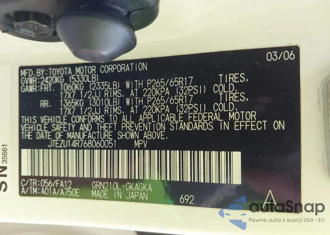 JTEZU14R768060051: 42428142