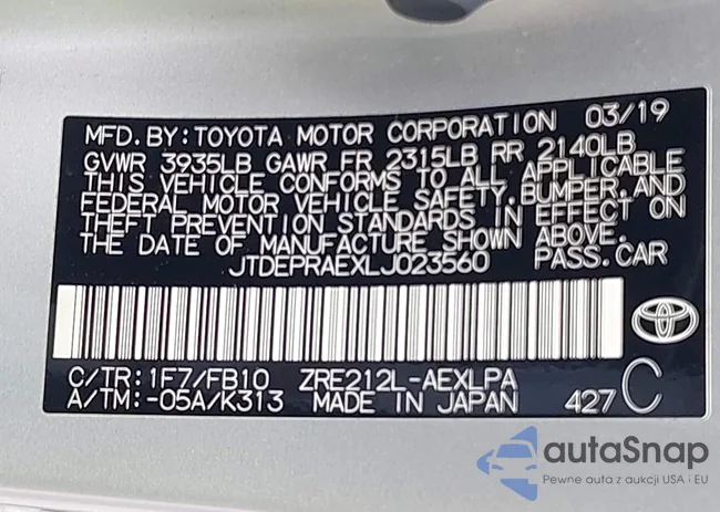 JTDEPRAEXLJ023560: 42428203