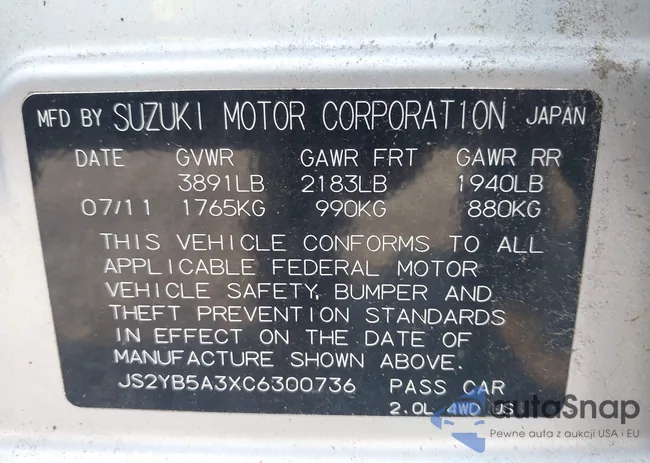 JS2YB5A3XC6300736: 42428403