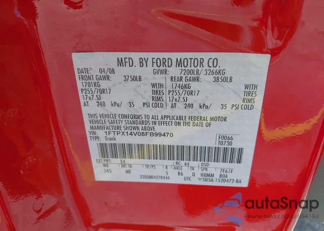 1FTPX14V08FB99470: 42427568