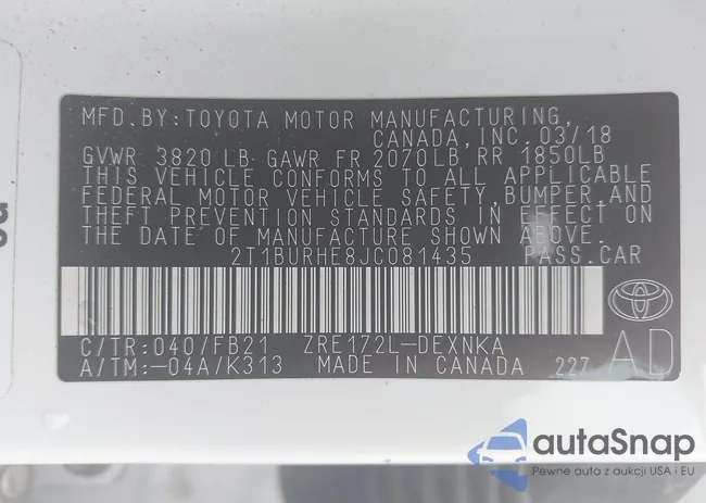 2T1BURHE8JC081435: 42427694