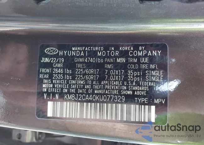 KM8J2CA40KU077329: 42427800