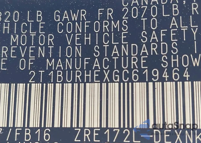 2T1BURHEXGC619464: 42427807