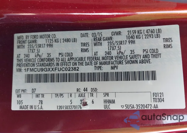 1FMCU9GXXFUC02382: 42428837