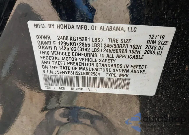 5FNYF8H52LB002984: 42429102