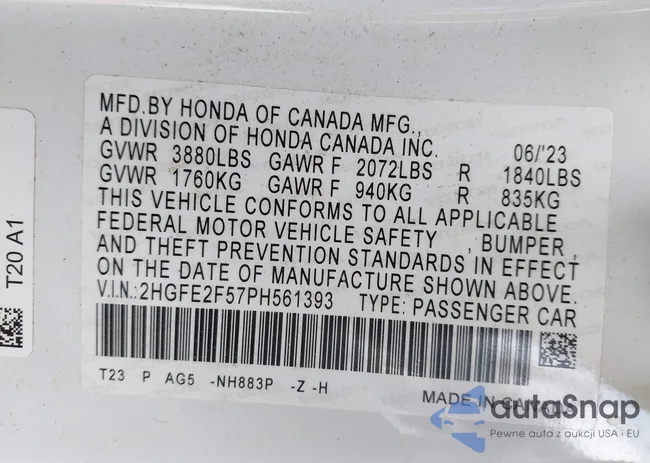 2HGFE2F57PH561393: 42429116