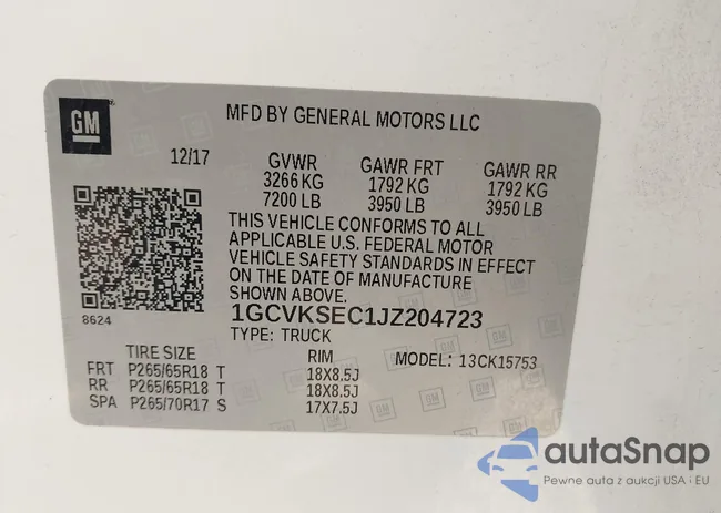 1GCVKSEC1JZ204723: 42429343