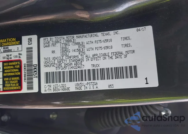 5TFGW5F11HX224617: 42428617