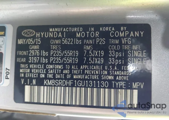 KM8SRDHF1GU131130: 42430116