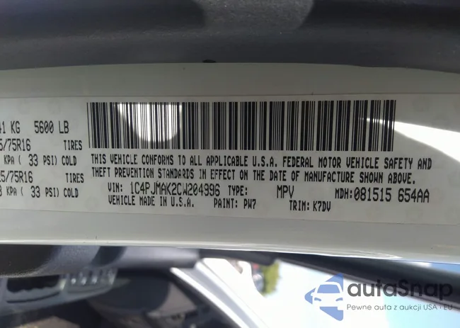 1C4PJMAK2CW204996: 42430137