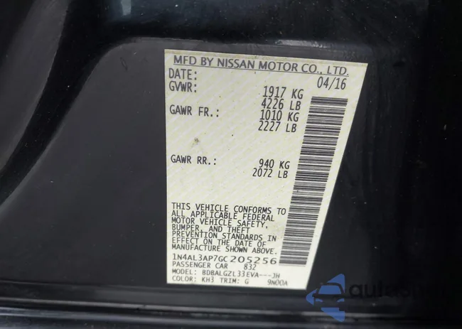 1N4AL3AP7GC205256: 42430214