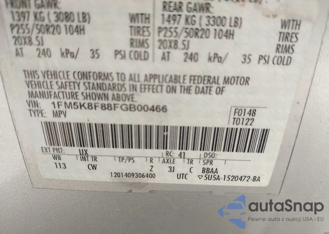 1FM5K8F88FGB00466: 42429450