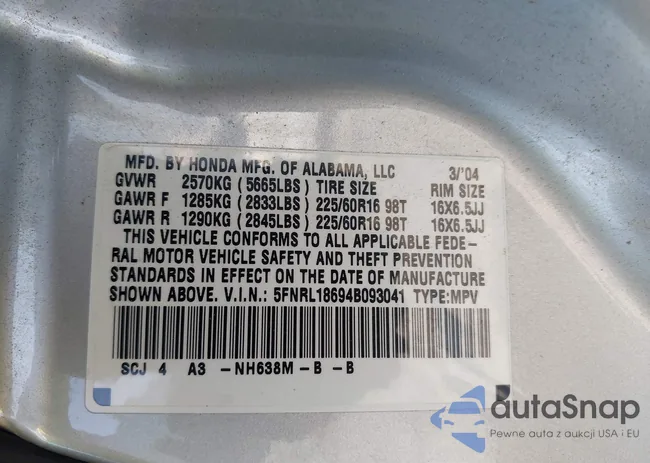 5FNRL18694B093041: 42429540