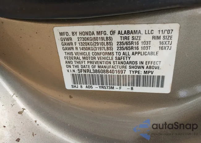 5FNRL38608B401697: 42430959