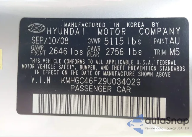 KMHGC46F29U034029: 42431052