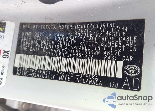 2T1BURHEXFC296922: 42431071