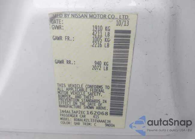 1N4AL3AP2EC162068: 42431137