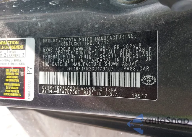 4T1BF1FK2CU179107: 42431293